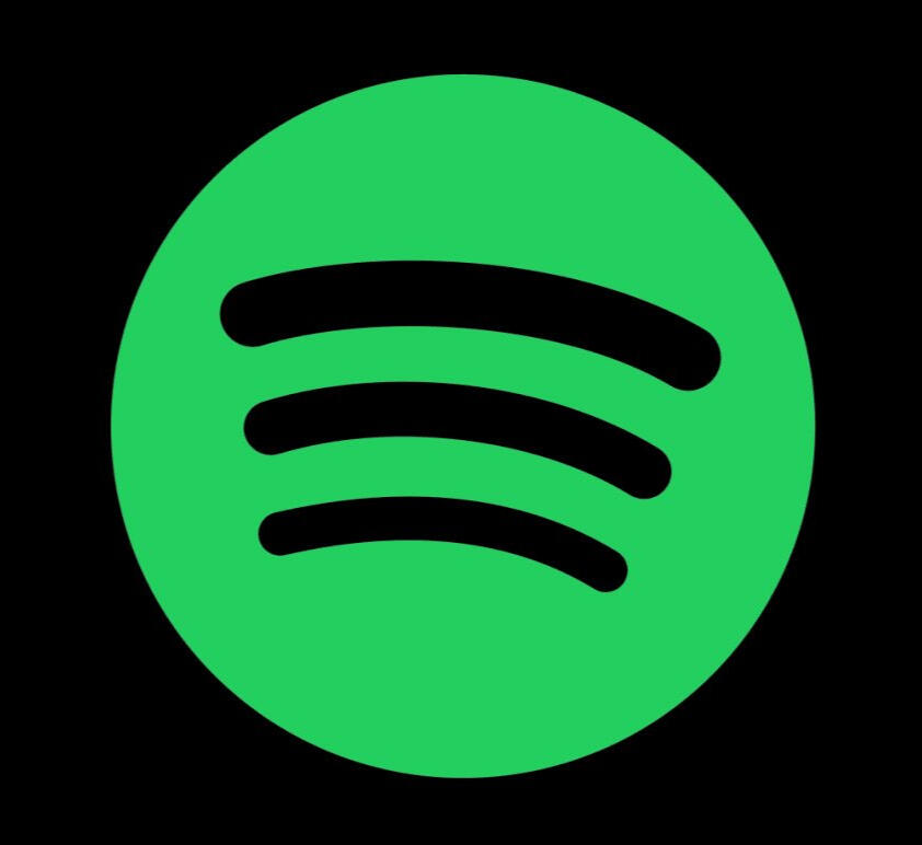 Green Spotify logo with black background.